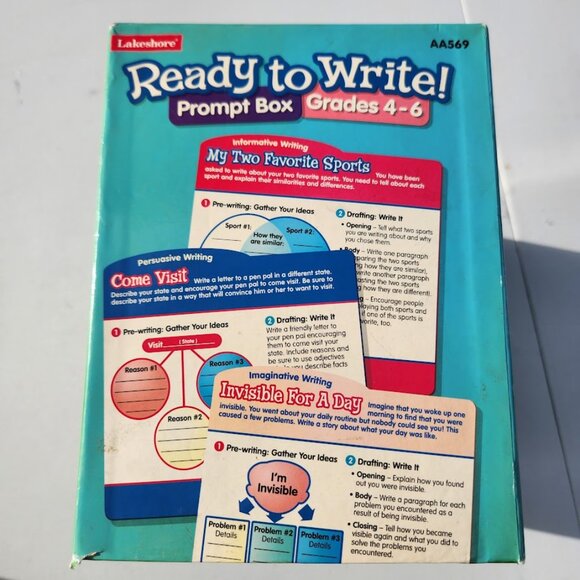 Lakeshore Ready to Write! Prompt Box Grade 4-6 AA569 Writing Prompts School Supp - Picture 9 of 14
